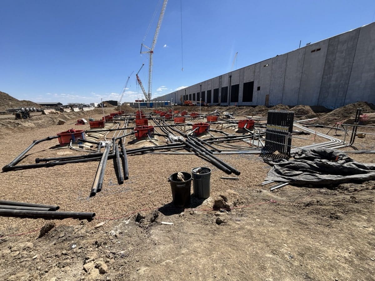 Generator fuel piping runs laid out across a data center site